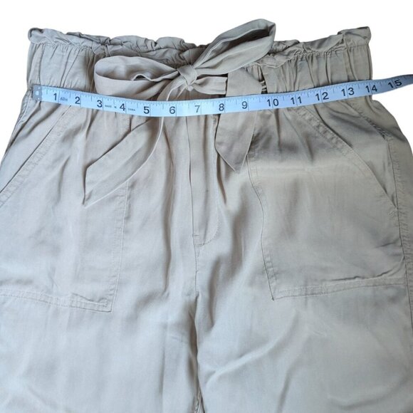 Garage Beige Pants with Cuffed Bottom, Waist Tie Adjustment, Women Size S - Picture 4 of 5